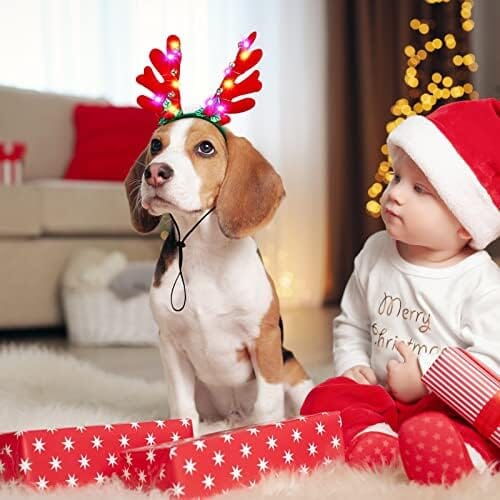 3 Pieces Light up Pet Christmas Headbands LED Cat Clothing Pet Clever