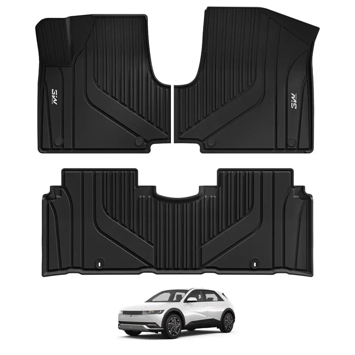 3W 2022-2024 Hyundai Ioniq 5 Custom Floor Mats TPE Material & All-Weather Protection Vehicles & Parts 3Wliners 2022-2024 Fixed Console 1st&2nd Row Mats