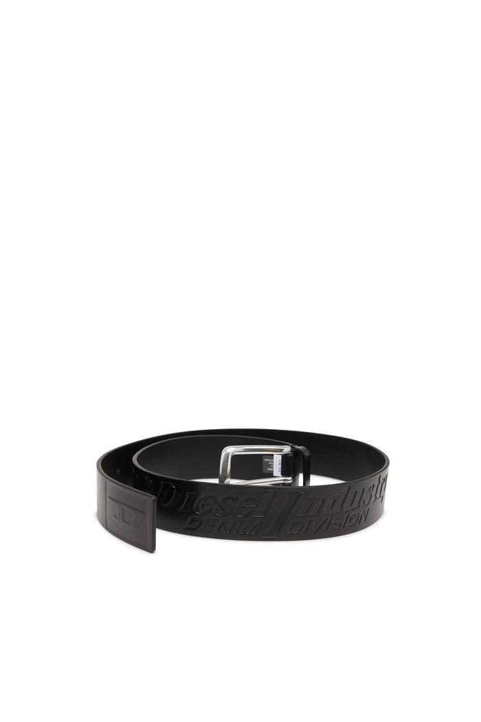 4 cm leather belt with engraved logo