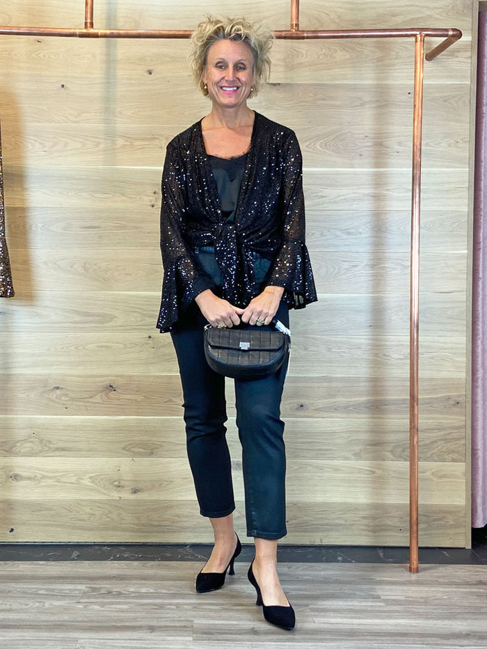 ACL Sequin Coverup with Tie Black