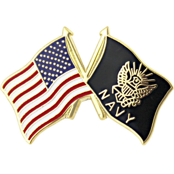 American and Navy Crossed Flags 1" Lapel Pin Pins