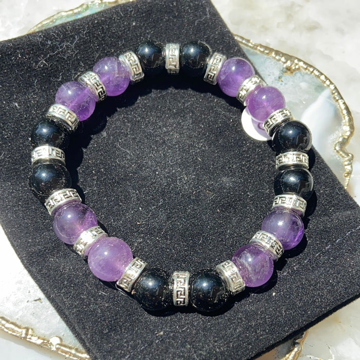 amethyst & onyx bracelet L