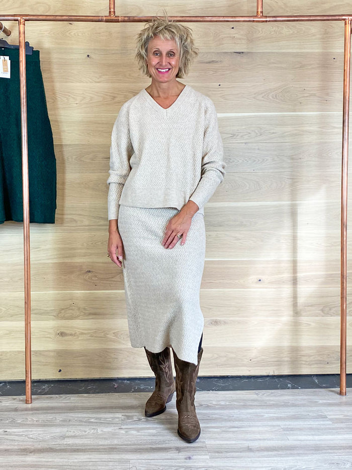 B Young ByMerli Knitted Skirt Cement Melange