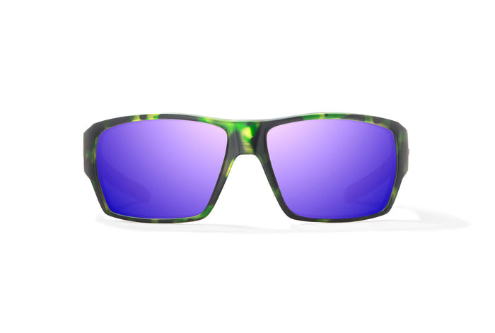 Green Tortoise Matte / Violet Mirror / Glass Lenses