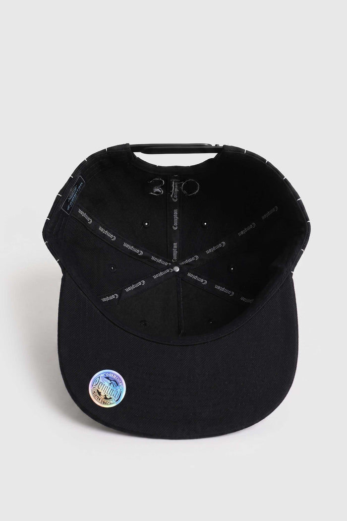 Boné Aba Reta Snapback Compton Urban Pinstripe - Preto