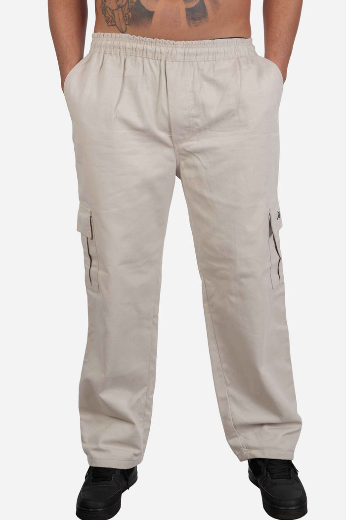 Calça Cargo Compton Sarja Pesada Reta Bege - COMPTON