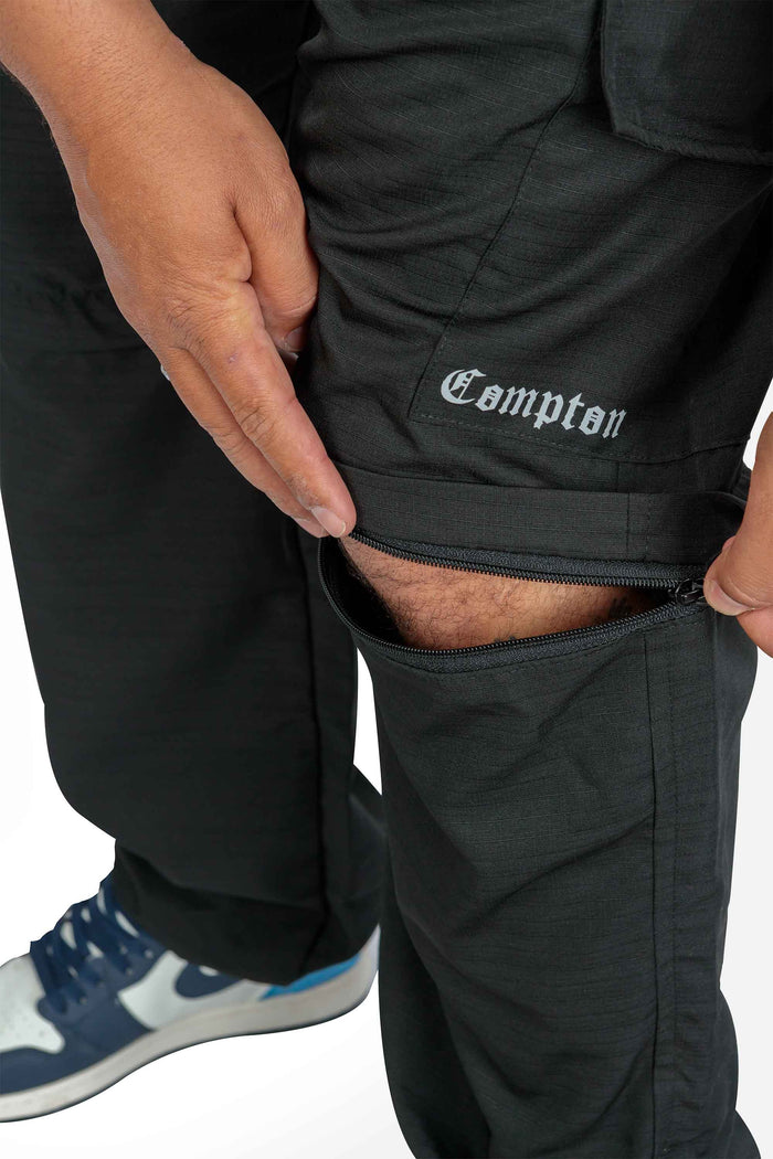 Calça Cargo Compton Vira Bermuda Preta - COMPTON