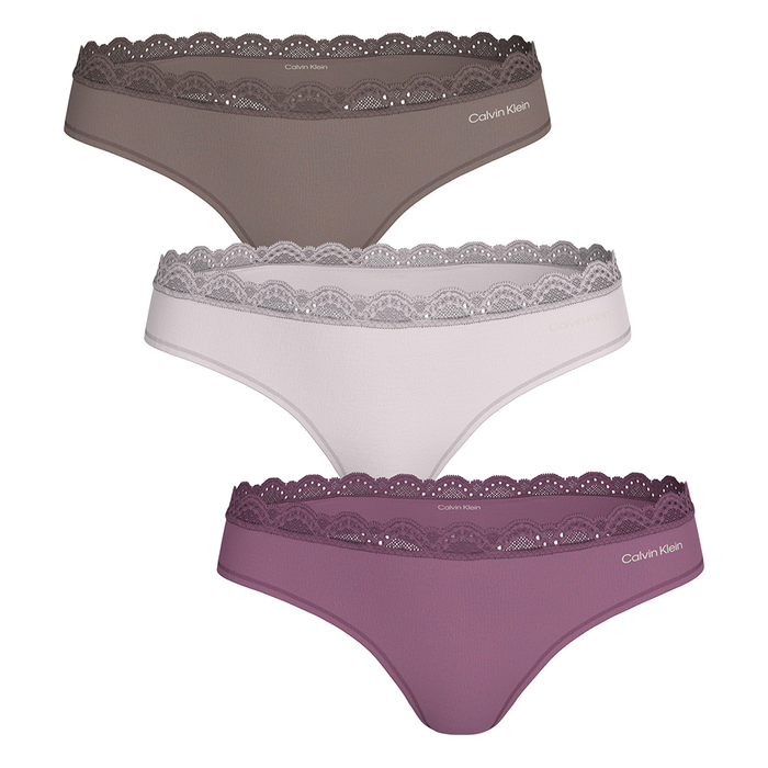 Calvin Klein Microfiber Stretch with Lace 3-Pack Thong QD5300