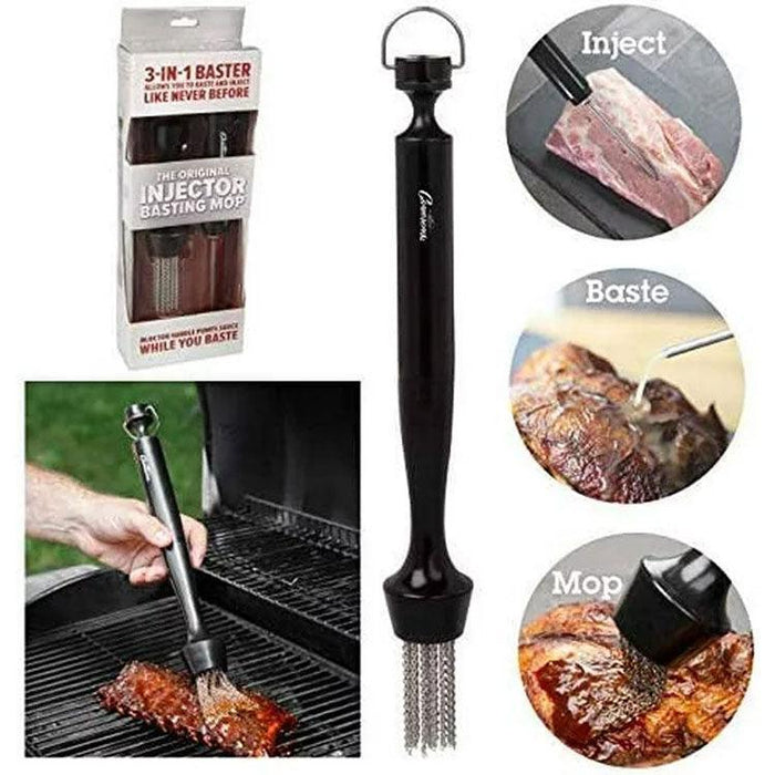 Camerons 3-in-1 Meat Injector and Basting Mop Brush Camerons Indigo Pool Patio BBQ