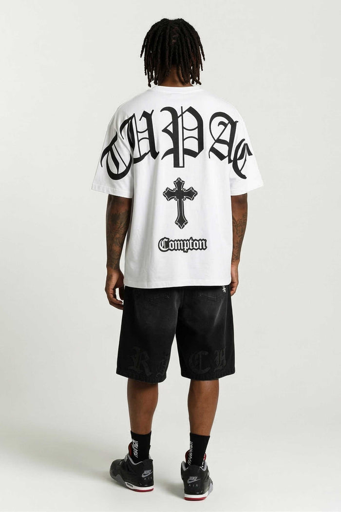 Camiseta Compton Oversized Tupac Branca