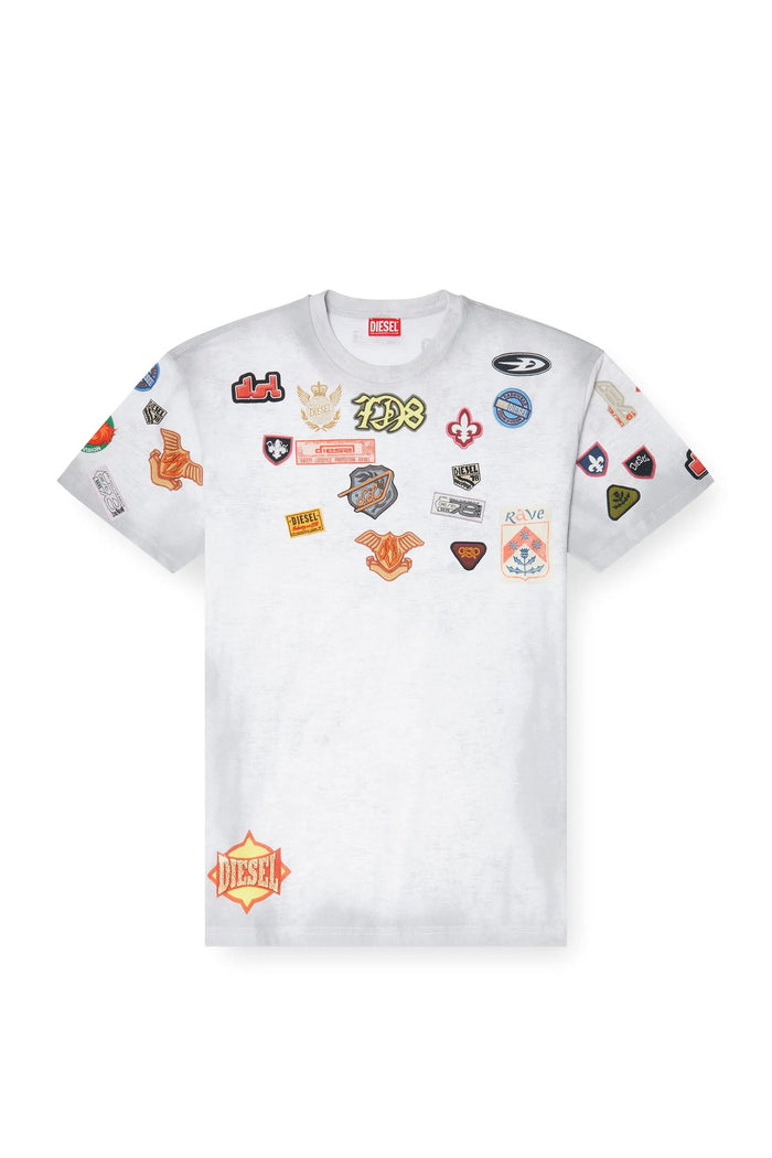 Cotton T-shirt with all-over patches print