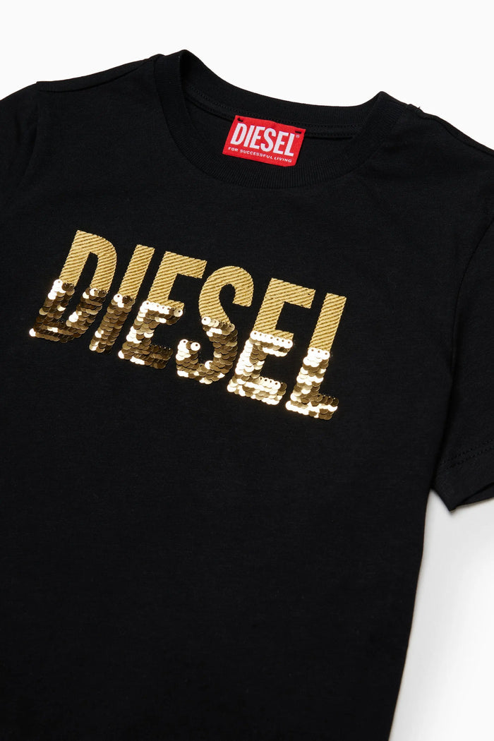 Cotton T-shirt with sequin logo