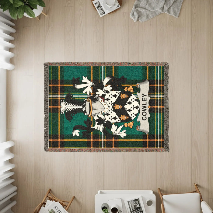 The three available sizes of the Cowley woven cotton blanket.