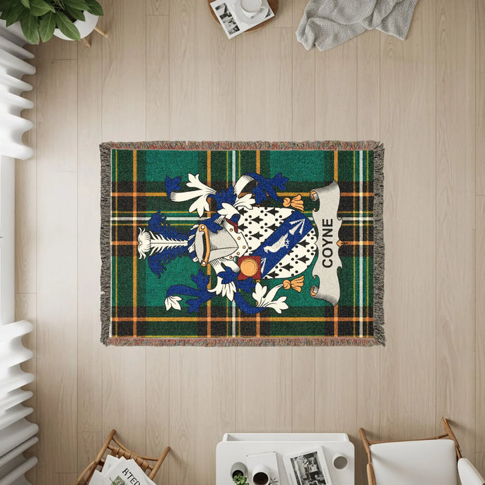The three sizes of the Coyne woven cotton blanket.