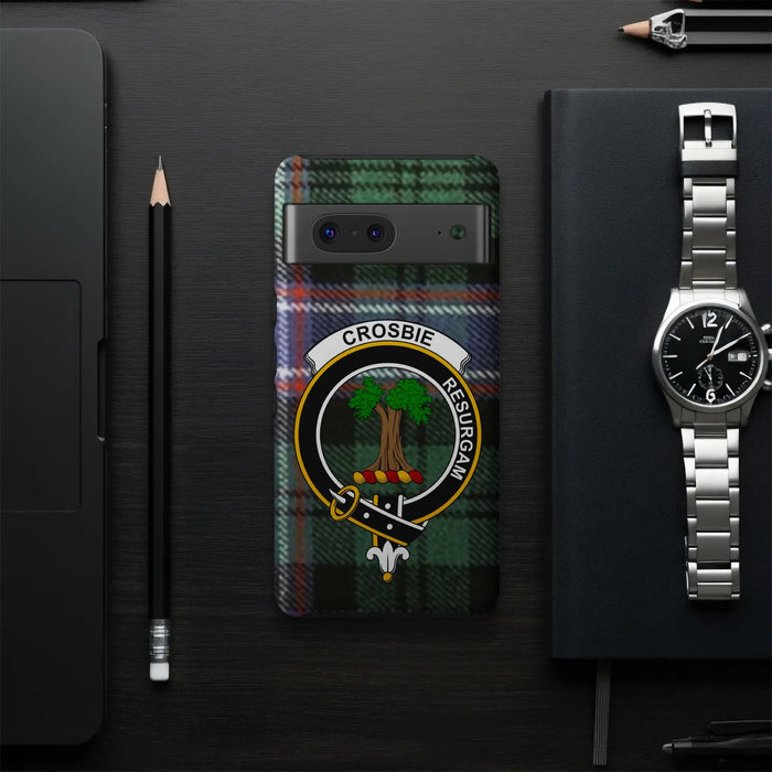 Crosbie Resurgam Emblem on Tartan Phone Case