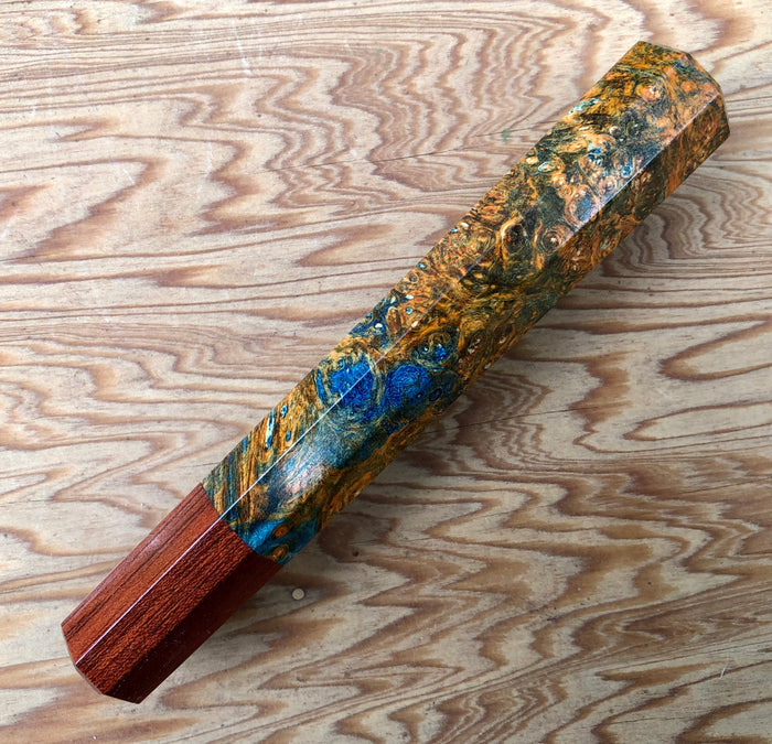 Custom Japanese Knife handle (wa handle) for 165-210mm - Dyed box elder burl