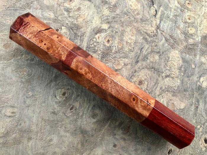 Custom Japanese Knife handle (wa handle) for 165-210mm : Maple burl and bloodwood