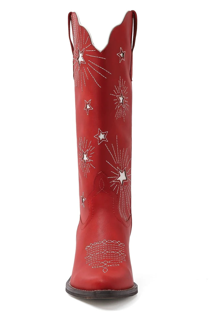 DOORBUSTER Star Worthy Western Boots *Red/White Stars - Deer Creek Mercantile