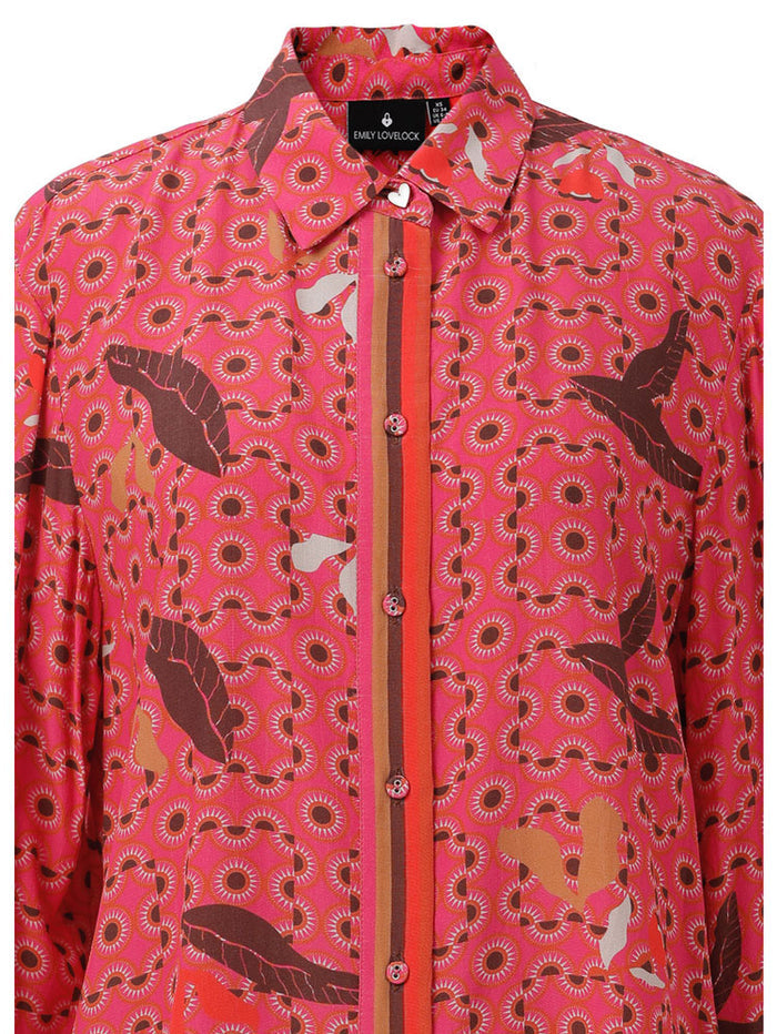 Emily Lovelock Tanisha Print Blouse Beetroot