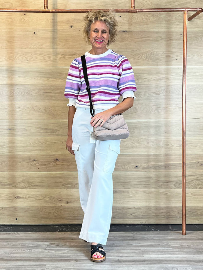 Fabienne Chapot Roberta Stripe Pullover Cream & Violet