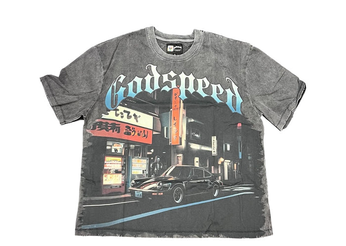 Godspeed Pitstop Tokyo Grey Wash T-Shirt