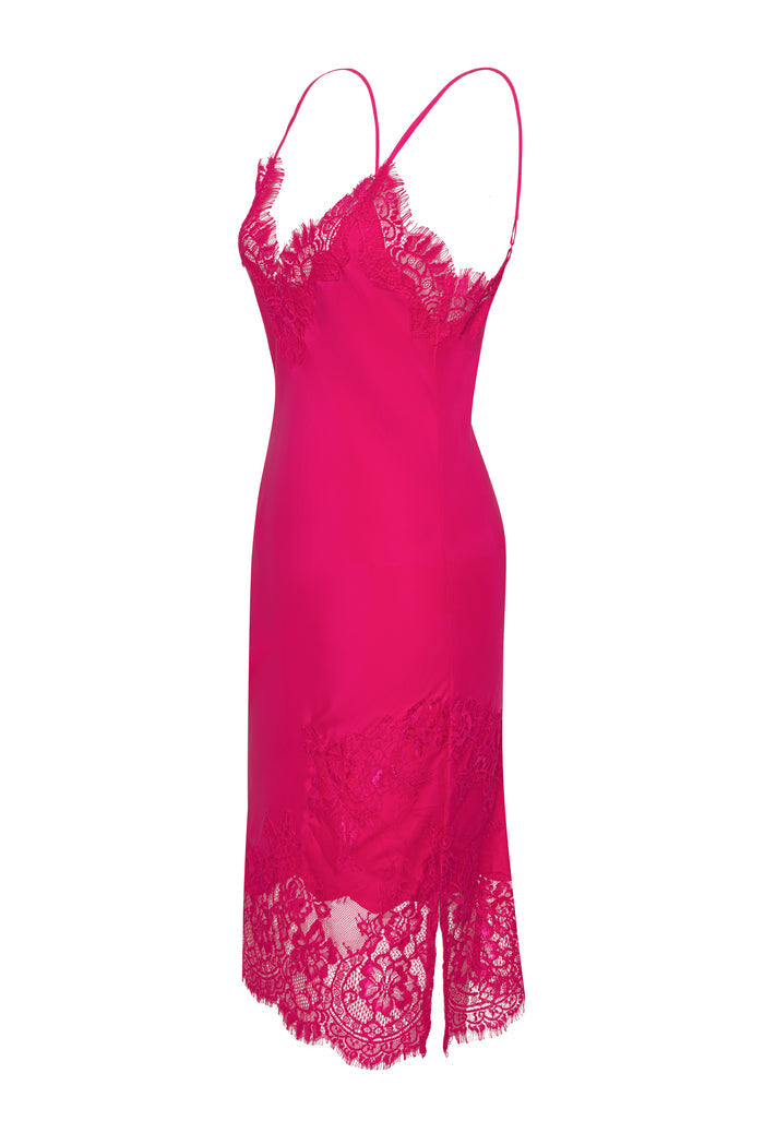 Grace Lace Silk Dress - Mystic Pink