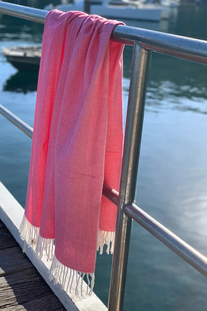 Herringbone Throw - Coral Island