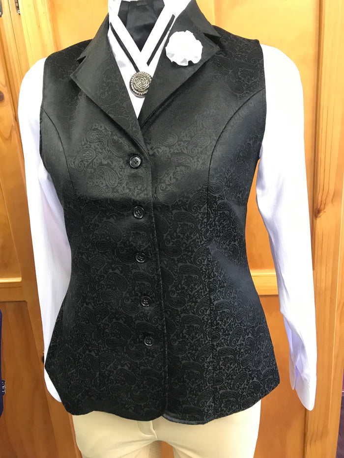 Hrcav Black Paisley Adults Longline Vest Size 10 Only (162)