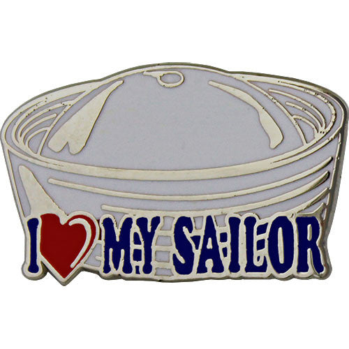 I Heart My Sailor on Dixie Cup Hat 1" Lapel Pin Pins