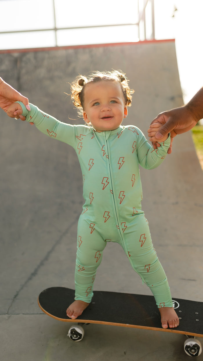 Infant Romper in Teal Lightning