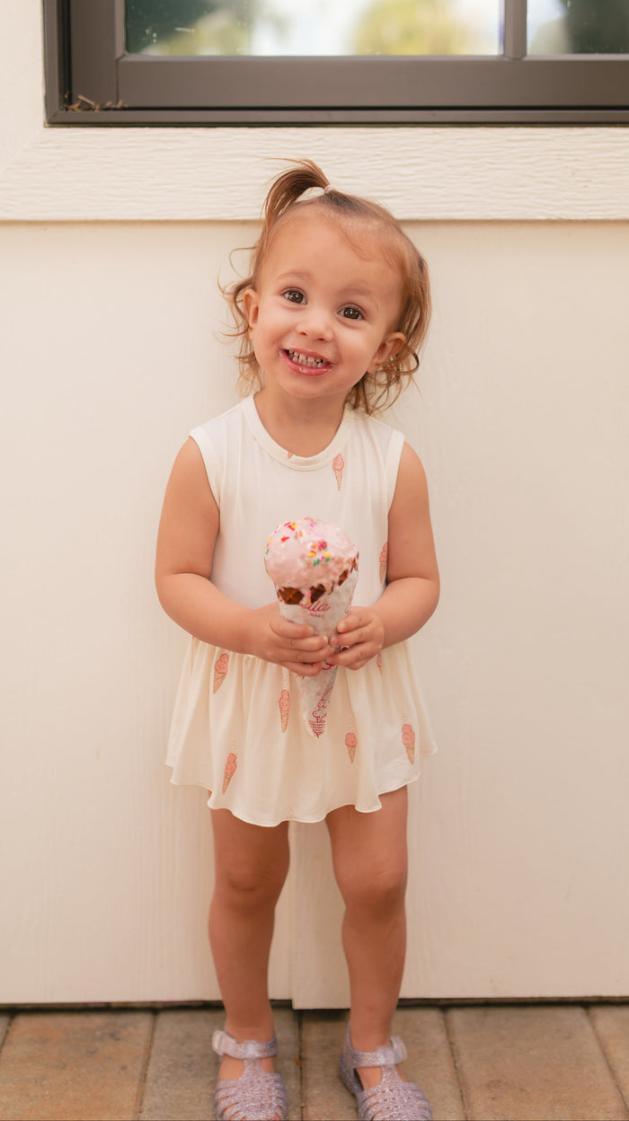 Infant Tank and Skirt Onesie in Pink Ice Cream