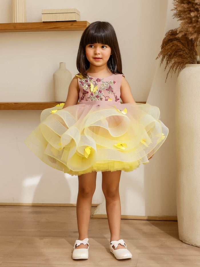 JANYAS CLOSET: Yellow Shaded Uneven Dress
