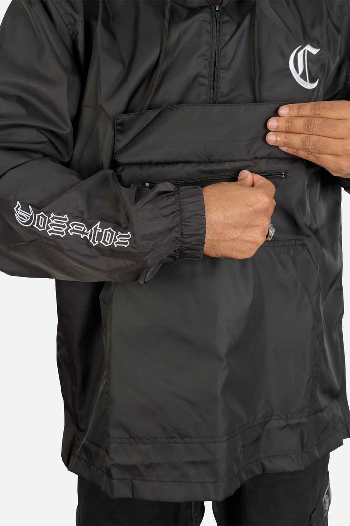 Jaqueta Compton Corta Vento Anorak Bordada Preta - COMPTON