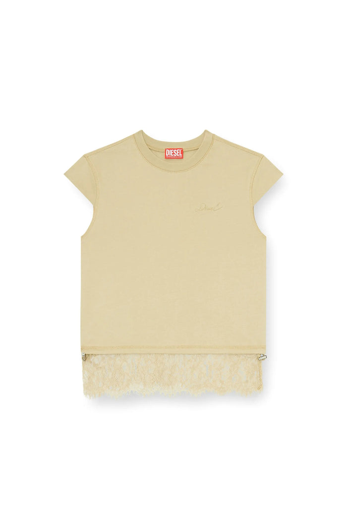 Jersey t-shirt with lace hem