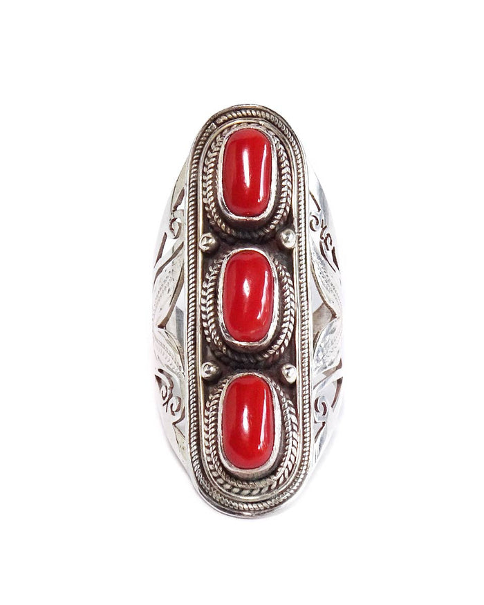 Large Triple Stone Jali Ring