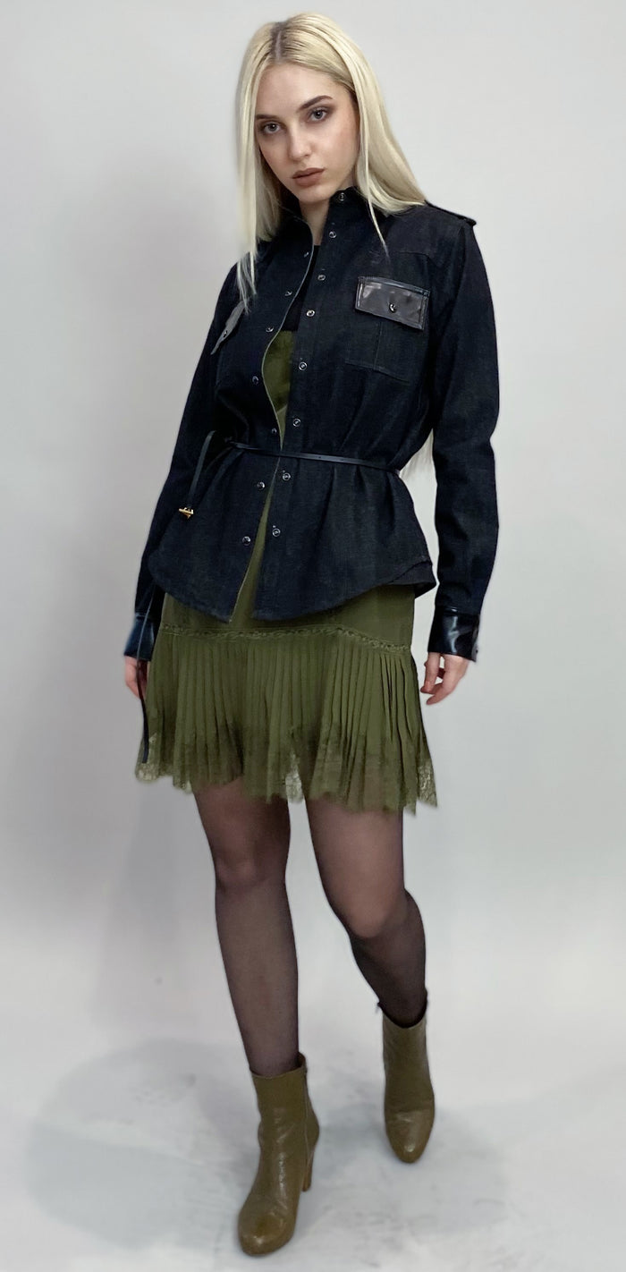 Leather Trim Shirt Jacket*