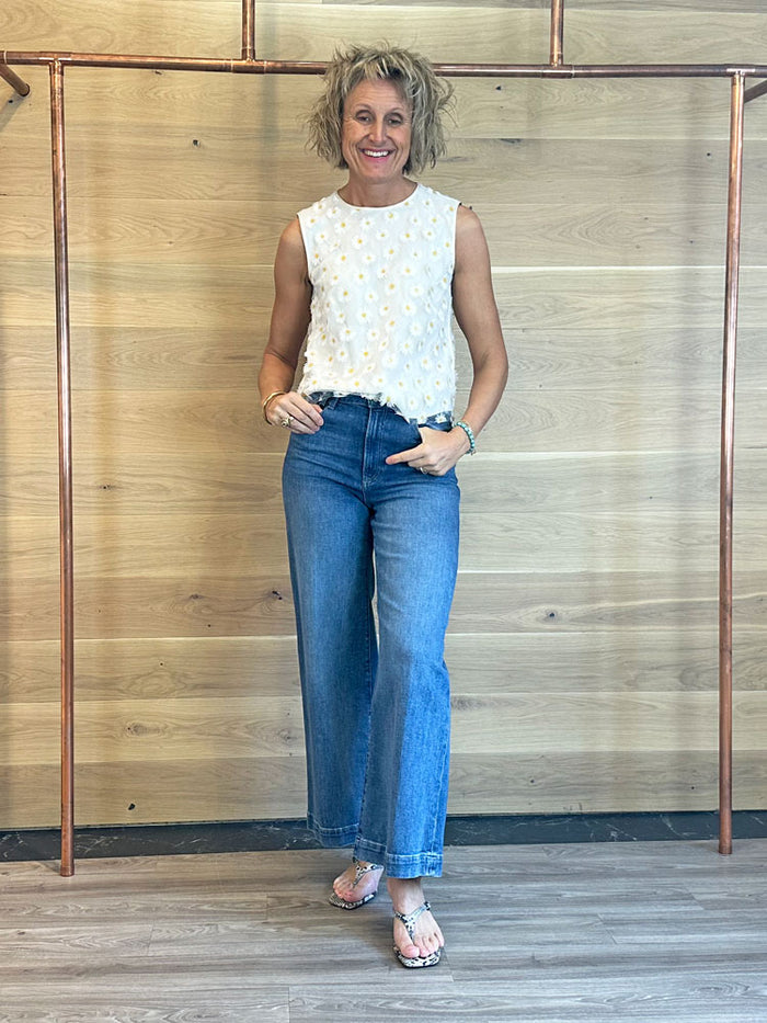 Luisa Cerano Flower Top White
