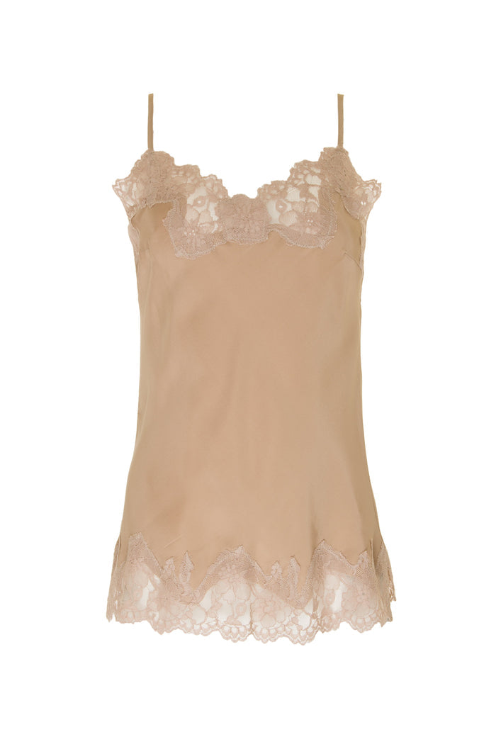 Marilyn Lace Silk Cami - Sand/Nude