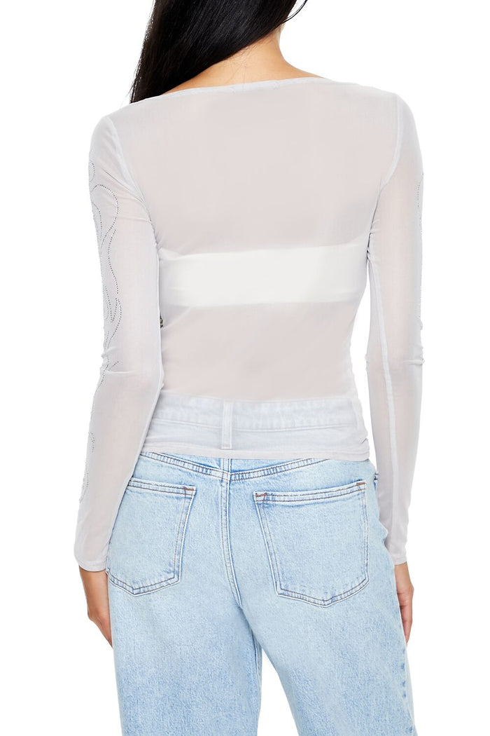 Mesh Rhinestone Flame Top
