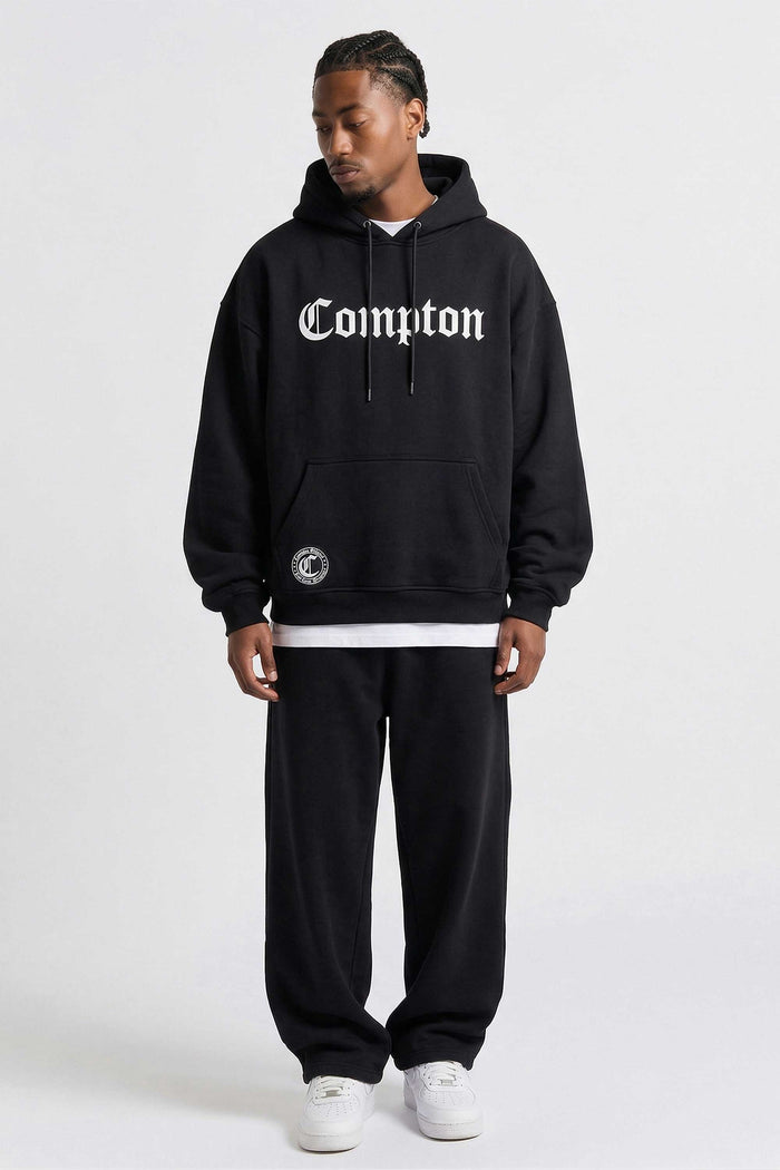 Moletom Canguru Compton Clássico com Capuz - Preto