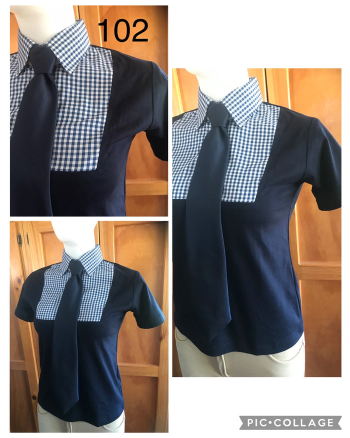 Navy & White Check Adults Tie T-Shirt (102)