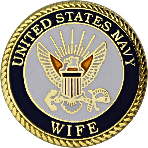 Navy Wife with Crest 3/4" Lapel Pin Pins