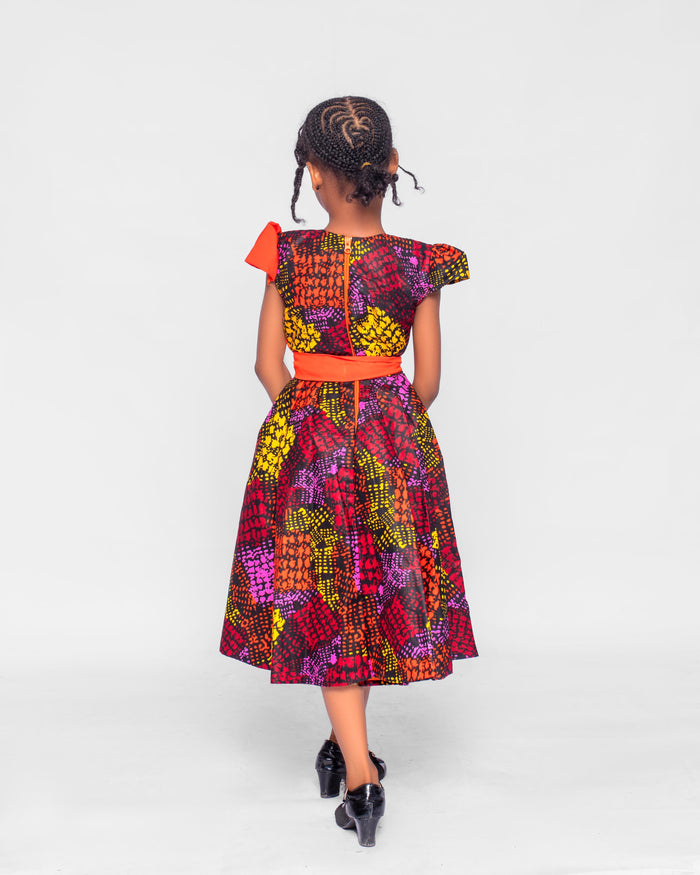 Neche Girls African Dress (in Vibrant Fall Colors)