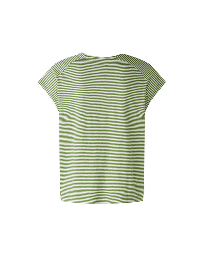 Oui Striped T-Shirt Green & White