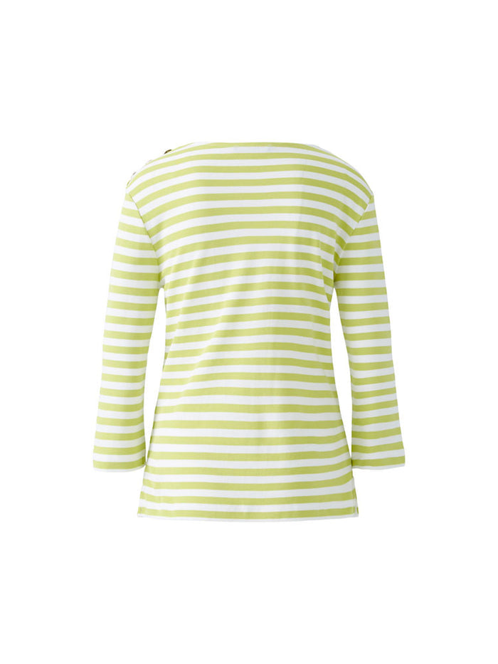 Oui Striped Top Green & White