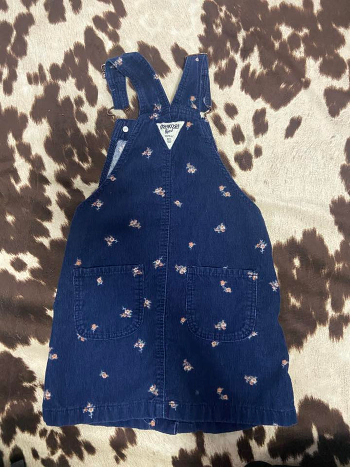 Pre-Loved Oshkosh B'Gosh Floral Corduroy Navy Blue Dress *6/6X Youth Girls - Deer Creek Mercantile