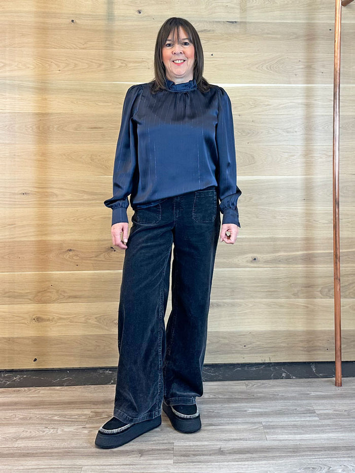 Pulz PzDorota Lurex Blouse Dark Sapphire