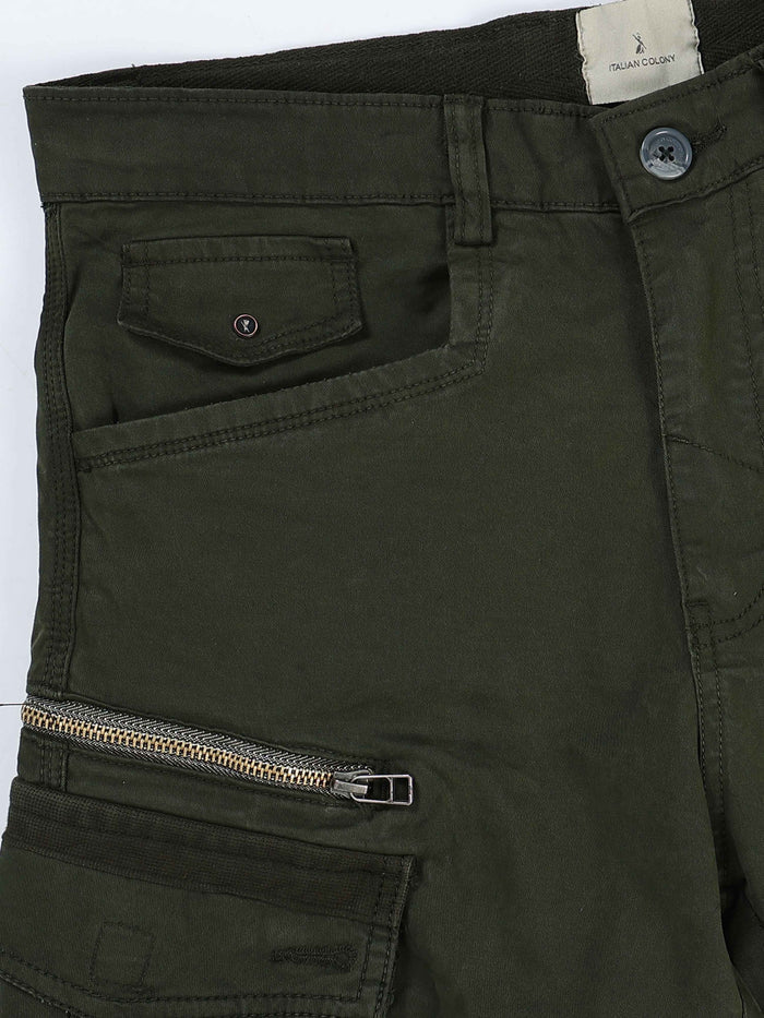 Rugged Zip Cargo Pants In Olive
