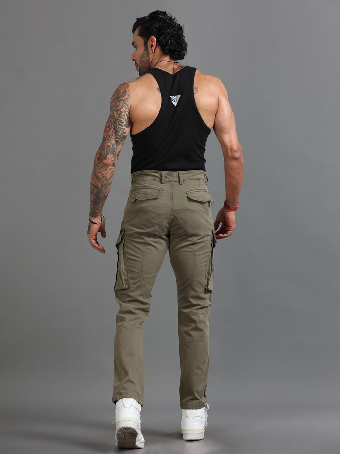 Sand Beige Cargo Pants for Men detail view - Rugged Zip Cargo Pants by Italian Colony