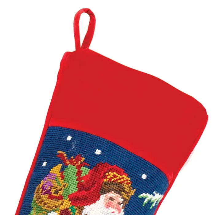 Santa Embroidered Needlepoint Stocking